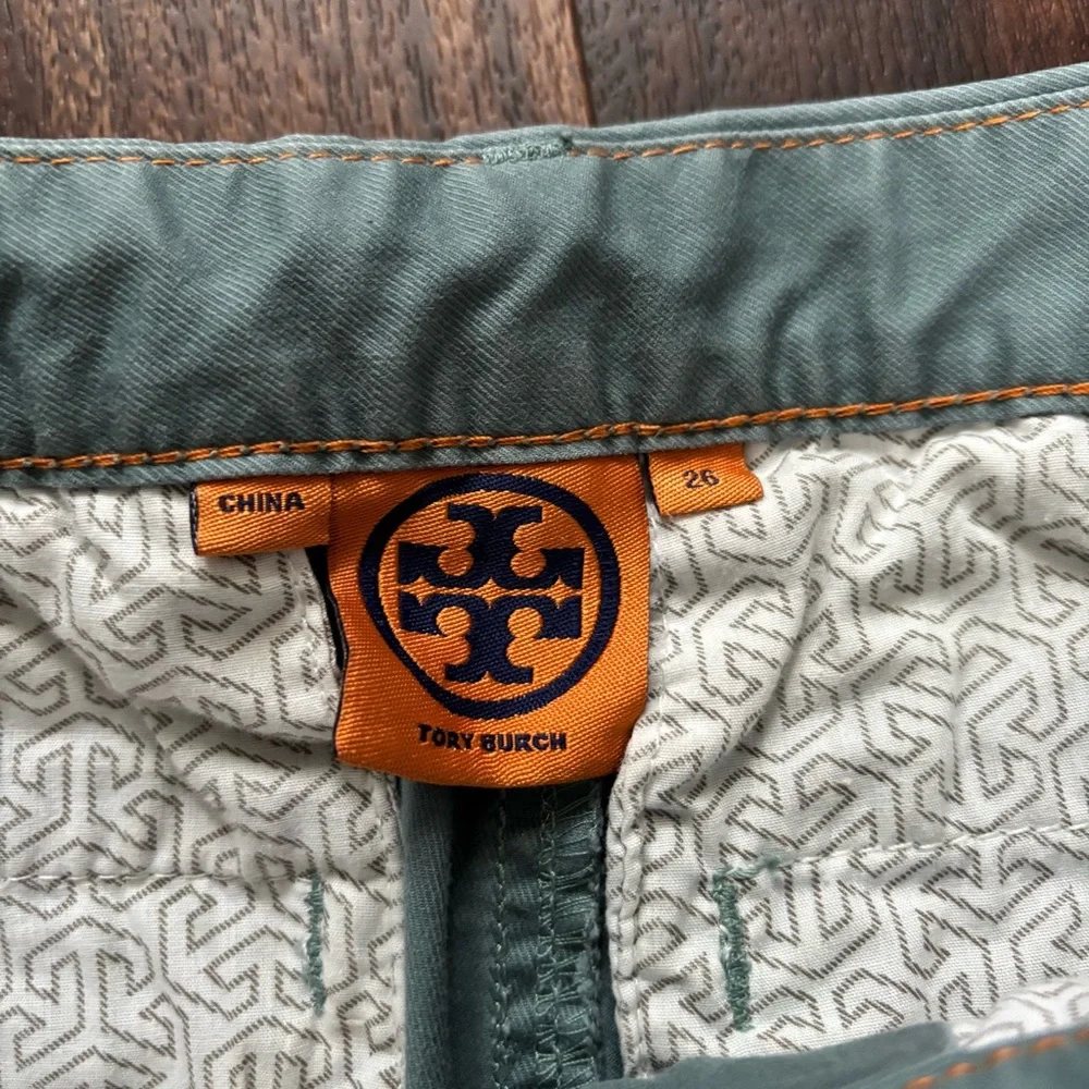 Tory Burch blue chino style pants ankle cropped low rise size 26 euc